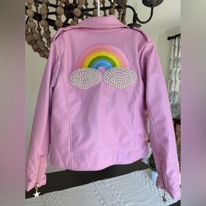Lola + the Boys pink pearl vegan leather jacket